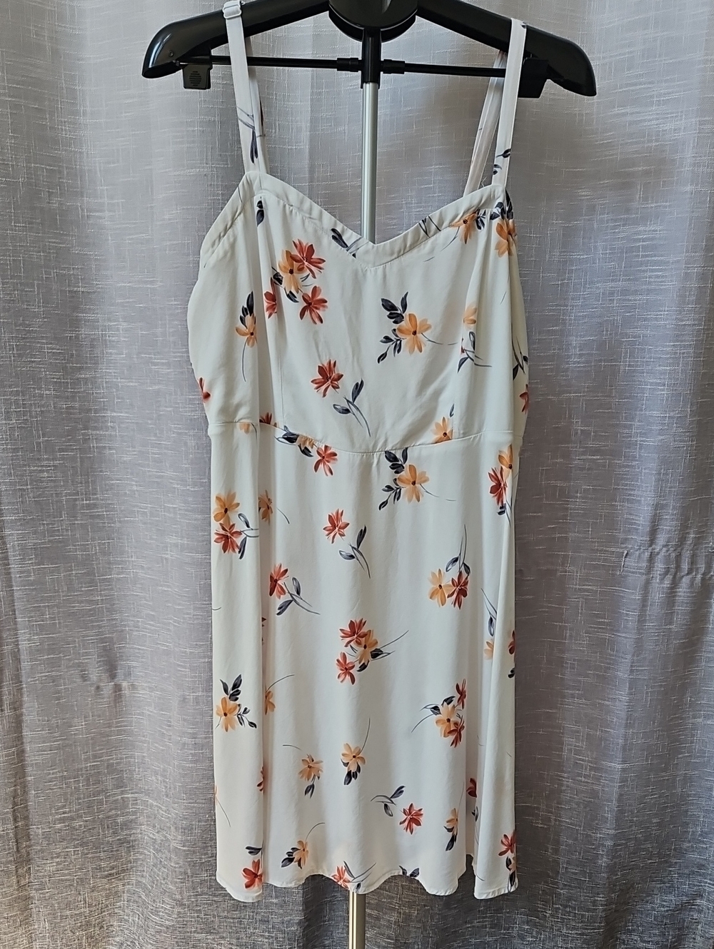 torrid Cream Floral Midi Dress with Orange & Red Flowers